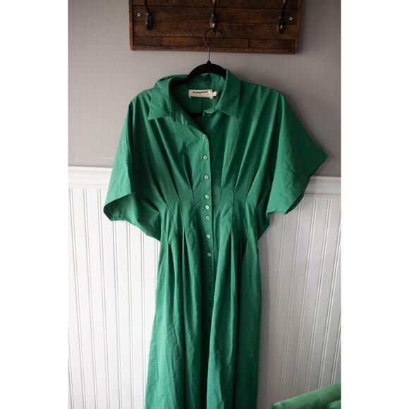 Anthropologie The Tobie Button-Front Pleated Shirt Dress by Exquise XXS - Picture 2 of 4